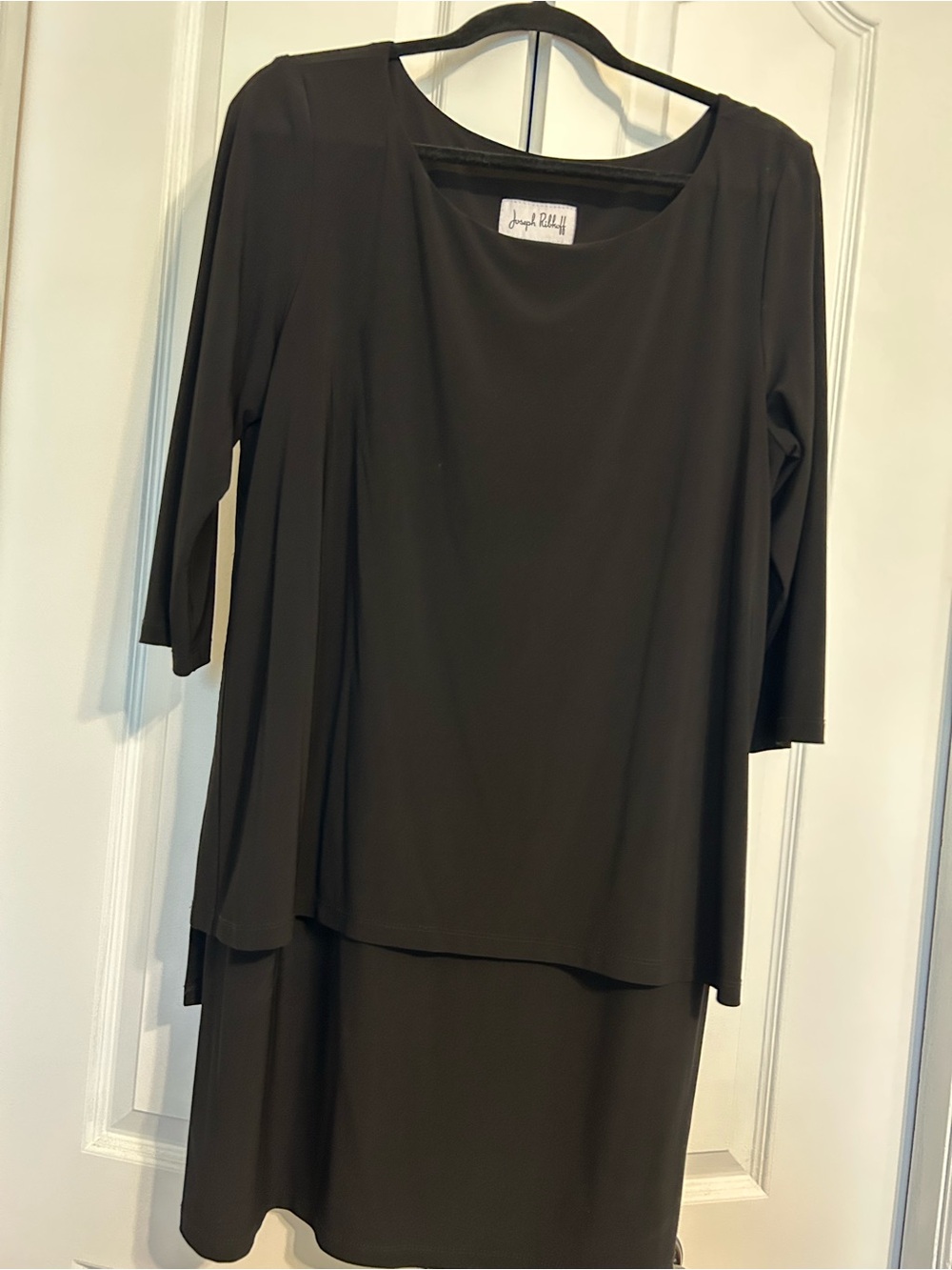 Joseph Ribkoff Black Layered Long-Sleeve Shift Dress